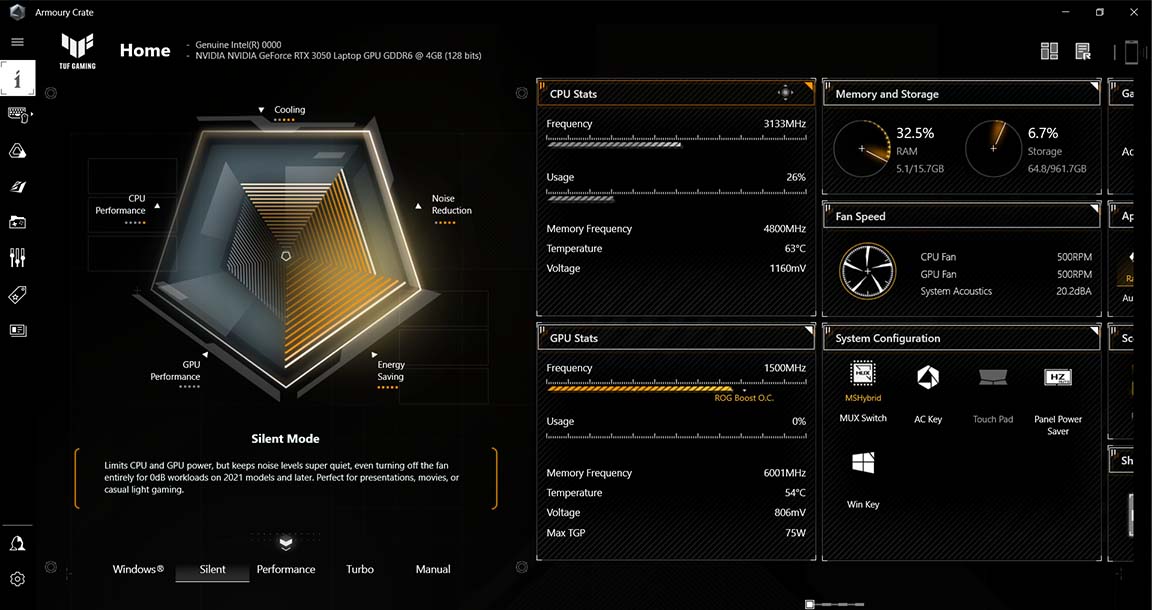 ASUS TUF DASH F15-LOGICIEL