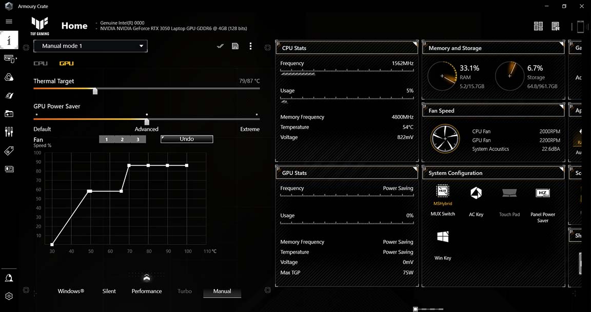 ASUS TUF DASH F15-LOGICIEL