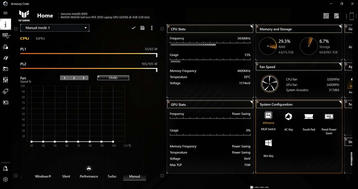 ASUS TUF DASH F15-LOGICIEL
