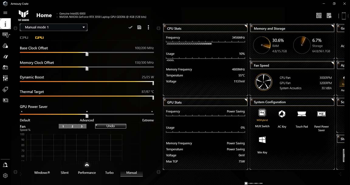 ASUS TUF DASH F15-LOGICIEL