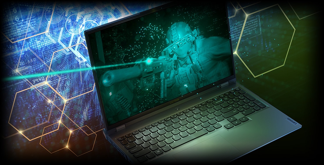 Lenovo Legion 5 Pro (16” AMD), right front angle view 