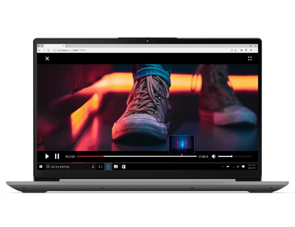 Ideapad 3 15inch Hero Front Facing Arctic Grey lid open screen on