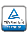 Icône certifié TÜV Rheinland avec texte Flicker Free