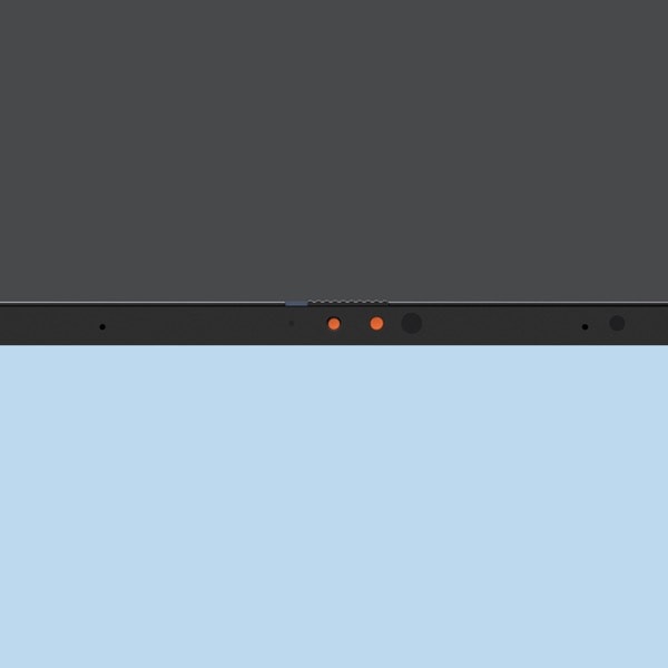 La protection de la webcam sur le cadre de l'ordinateur portable est illustrée.