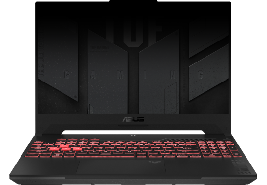 TUF Gaming A15, avec une représentation artistique de l'équilibre de l'égalisation en arrière-plan.