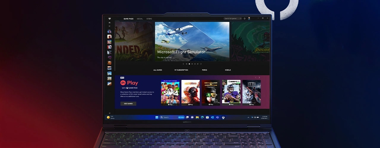 User interface of Xbox Game Pass on the screen of a Legion Pro 5i Gen 9