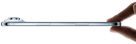 iPhone Air tenu entre un pouce et un index, côté, coloris bleu ciel, profil très fin